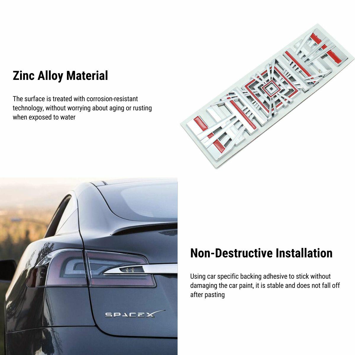 3D Metal Rear Trunk Sticker Emblem Sticker for Tesla Model 3/Y/S/X