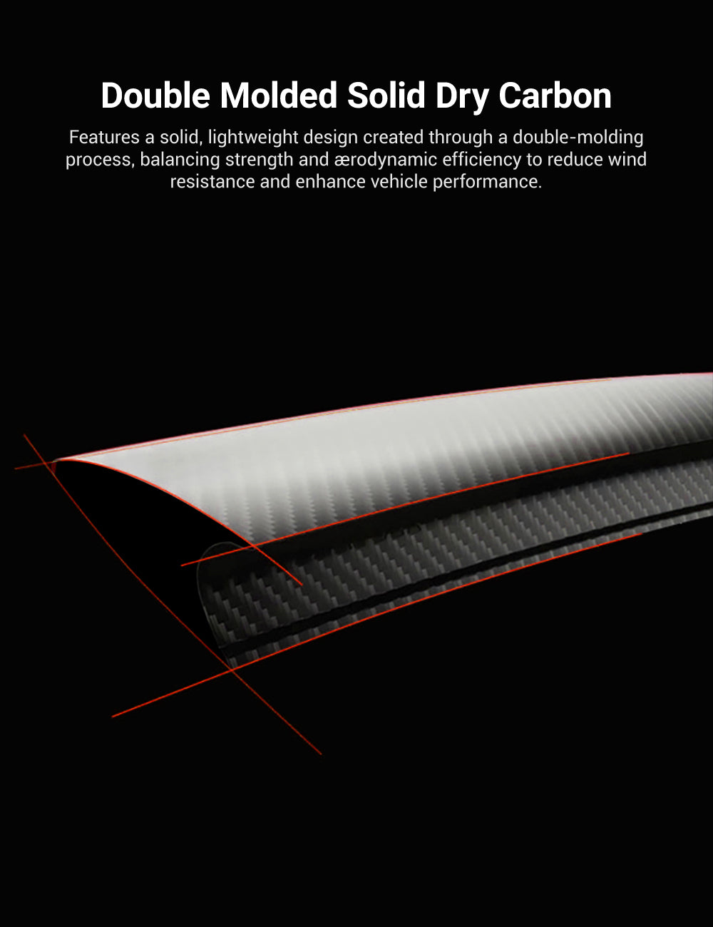 TESERY Spoiler Performance Style for Model Y / Model 3 Highland - Dry Carbon Fiber Exterior Mods