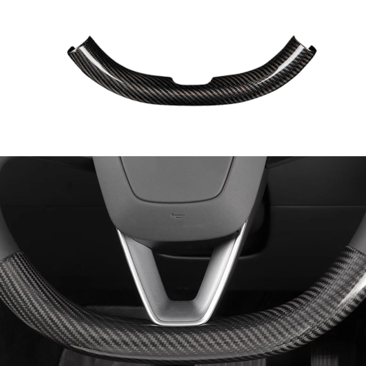 Upper / Lower Parts Steering Wheel Accessories for Tesla Model 3 / Y  -  Carbon Fiber Interior Mods