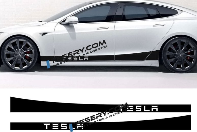 Car Door Side Skirt Stripes Sill Sticker Body Decal for Tesla Model S/3/X/Y (2pcs/set)