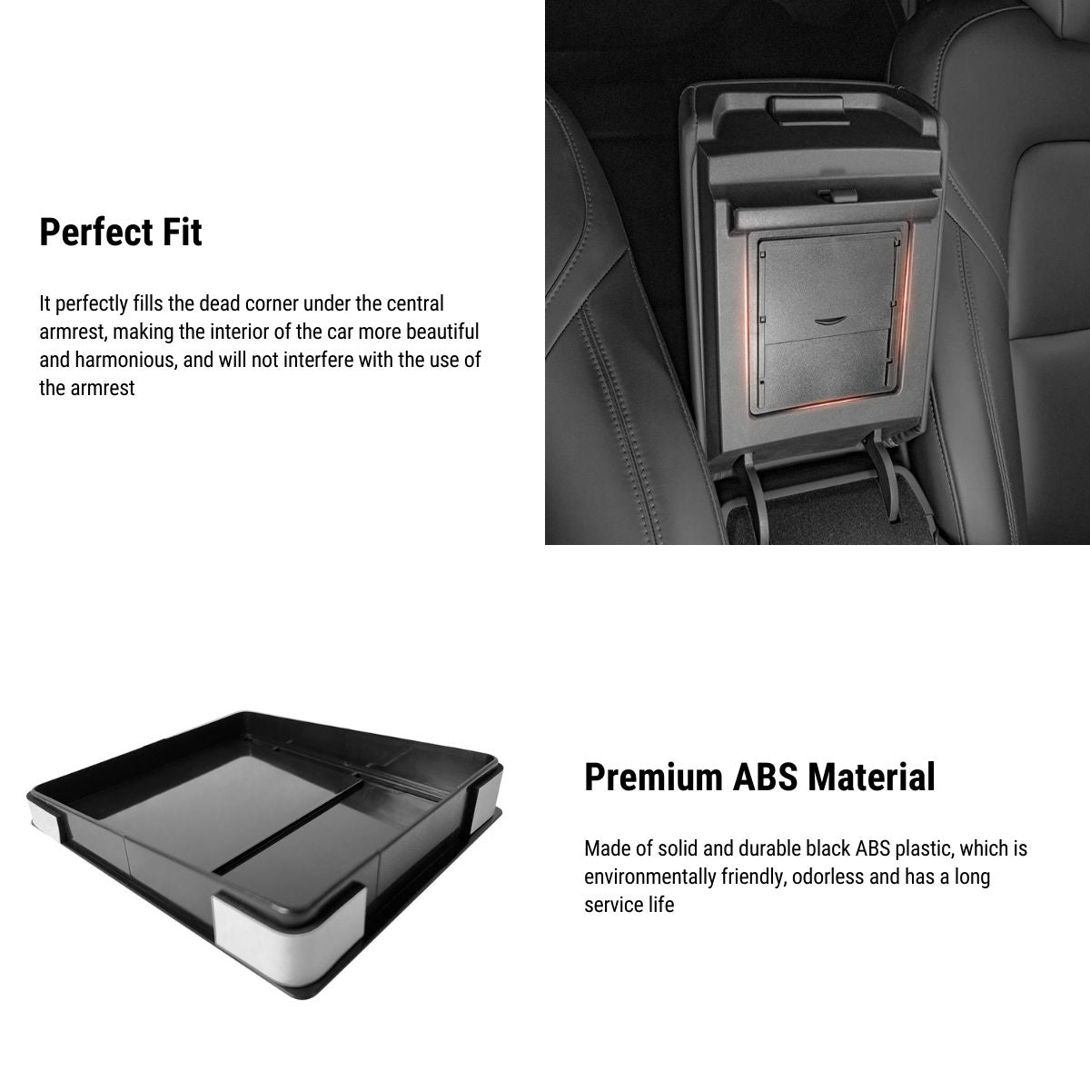 Center Console Organizer Armrest Hidden Storage Box For Tesla Model 3 / Y