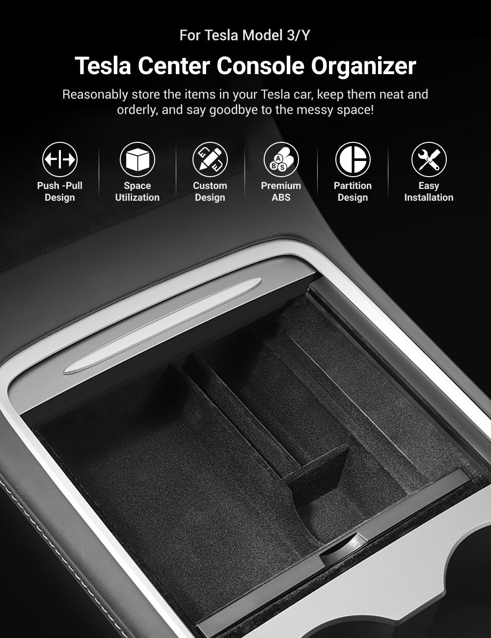 Center Console Tray for Tesla Model 3 & Model Y