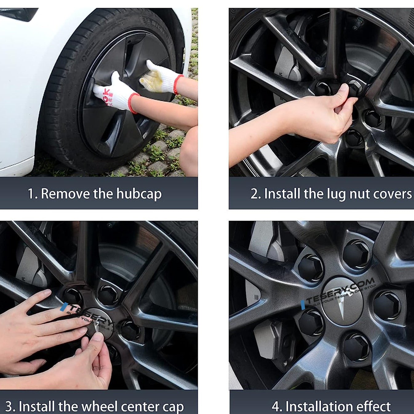 Center Wheel Center Cap Kit With Puller for Tesla Model 3/Y/S/X