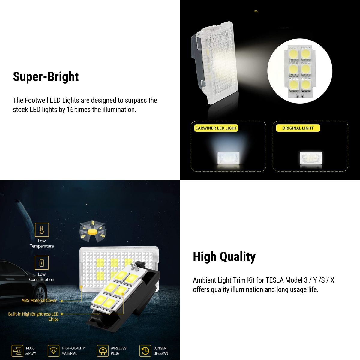 Footwell LED Lights for Tesla Model 3/Y/S/X (4PCS)