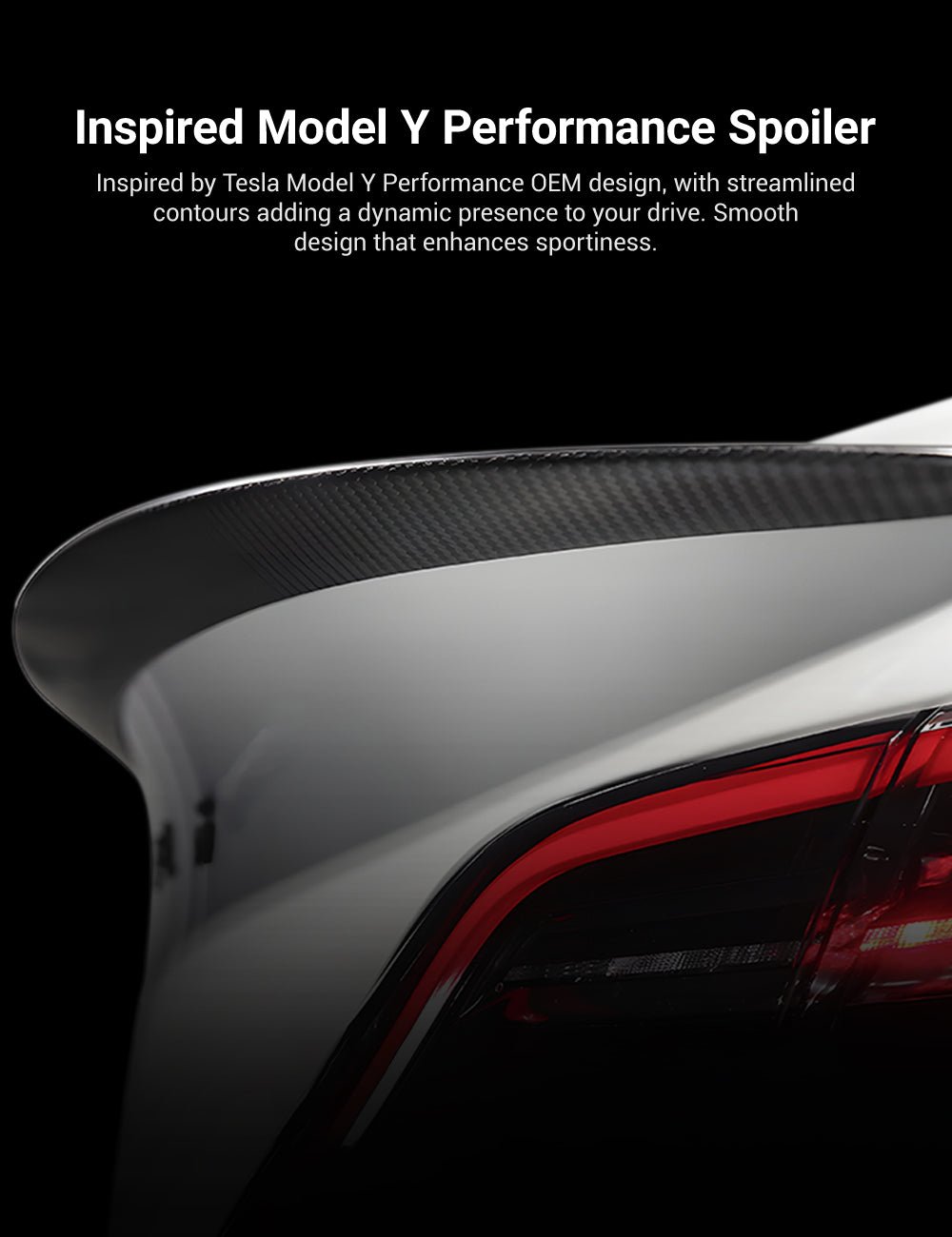 TESERY Spoiler Performance Style for Model Y / Model 3 Highland - Dry Carbon Fiber Exterior Mods