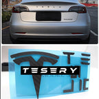TESERY Logo Cover Front Badge Rear Letters Emblem for Tesla Model 3 / Y - Real Carbon Fiber Exterior