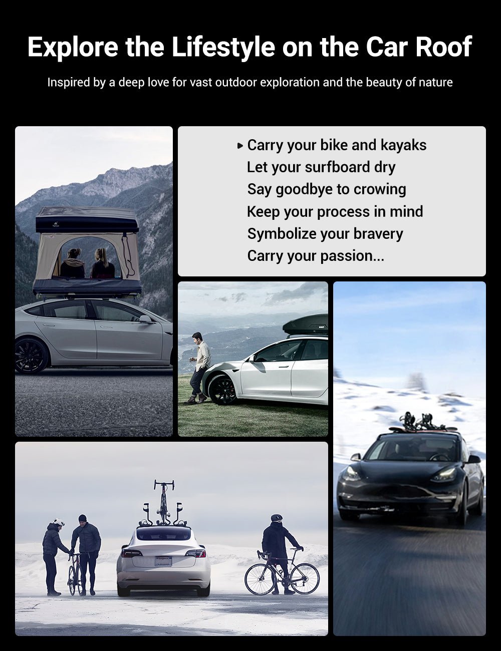 TESERY Roof Rack for Tesla Model 3 Highland / Model Y (Set of 2)