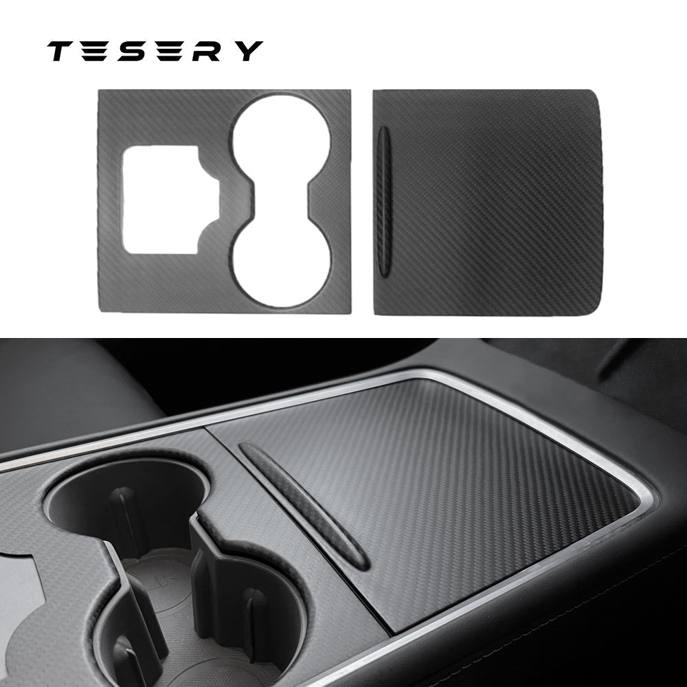Tesla Model 3 / Y Center Console Wrap Cover  (Gen. 1 & 2 & 3) - Carbon Fiber Interior Mods