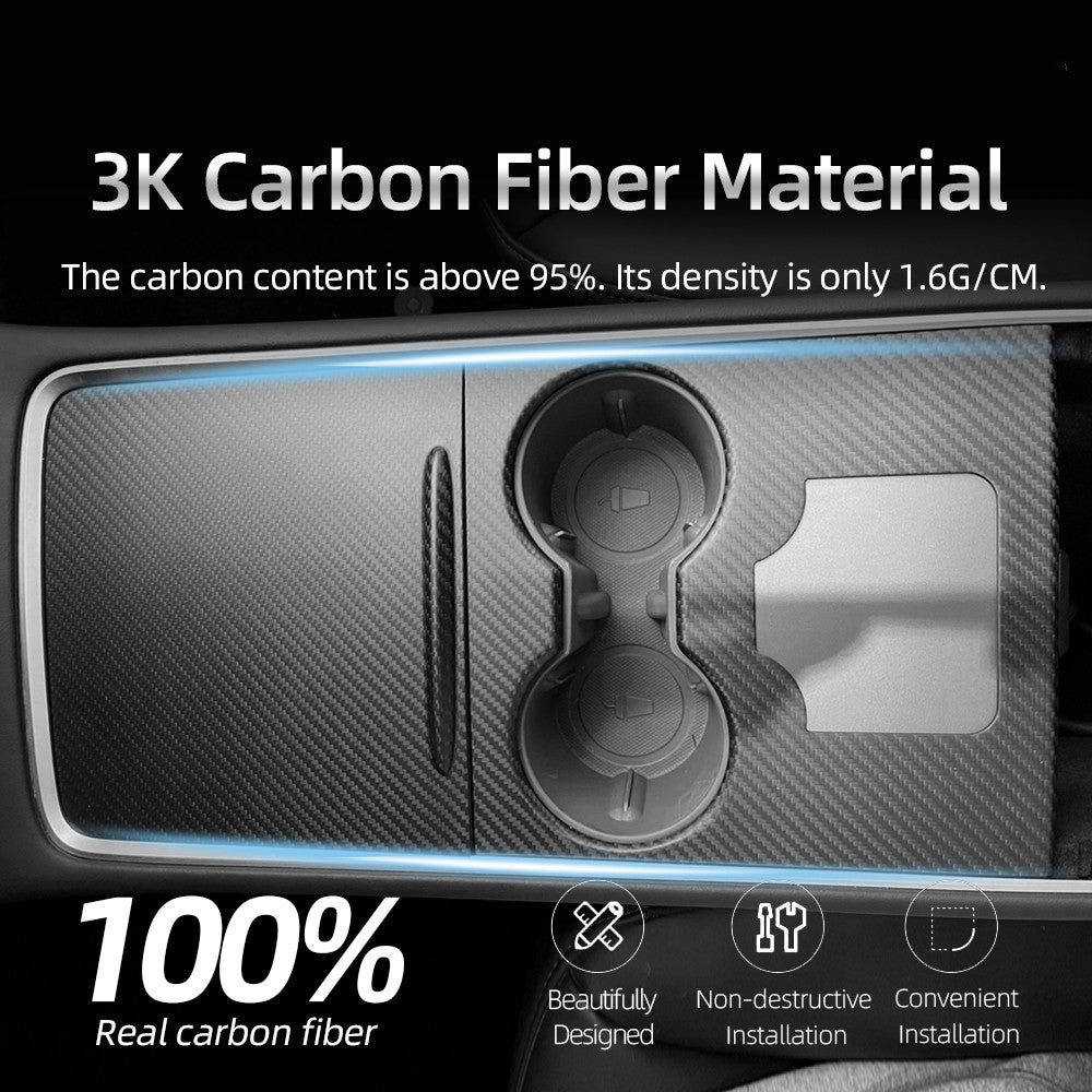 Tesla Model 3 / Y Center Console Wrap Cover  (Gen. 1 & 2 & 3) - Carbon Fiber Interior Mods