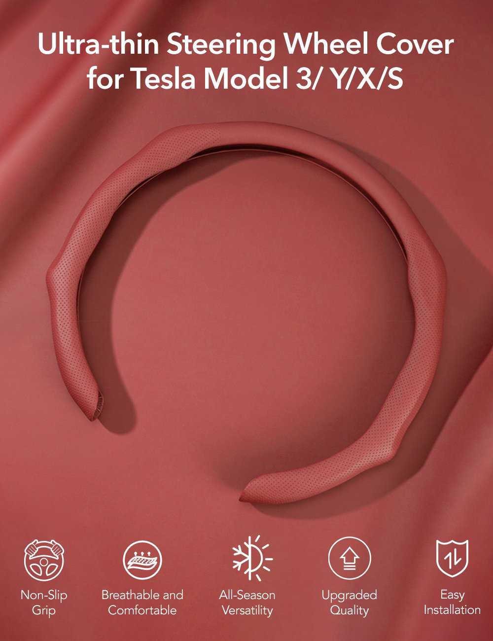 Ultra-thin Steering Wheel Cover for Tesla Model 3/Y/X/S
