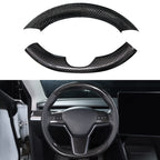 Upper / Lower Parts Steering Wheel Accessories for Tesla Model 3 / Y  -  Carbon Fiber Interior Mods