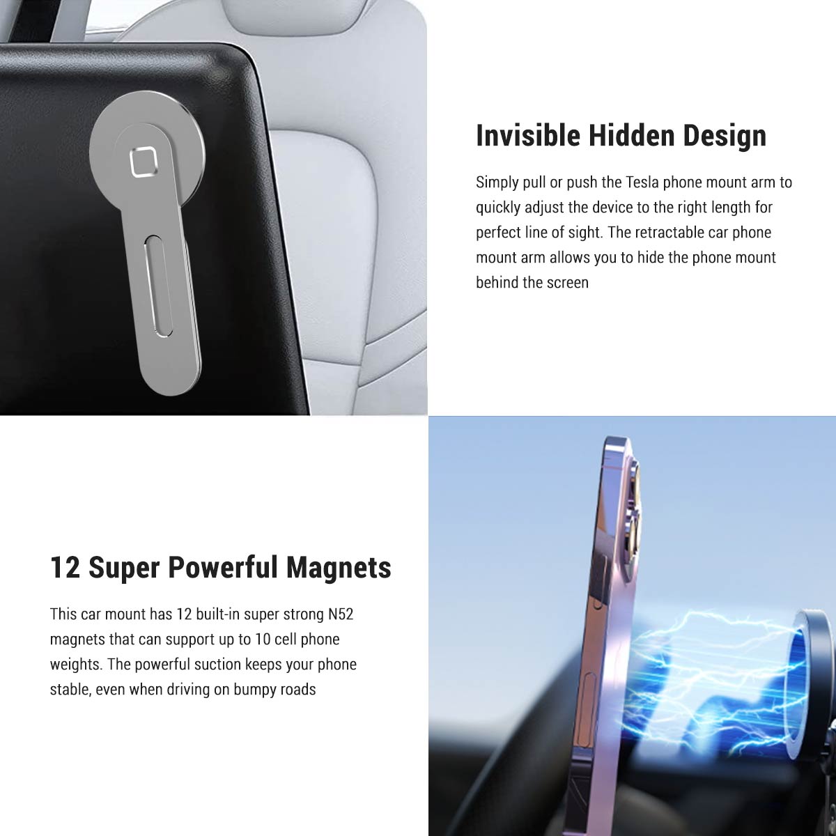 TESERY Wireless Magsafe Mount for Tesla Model 3/Y/S/X/Cybertruck